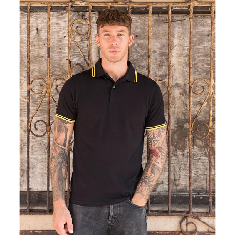 Stretch tipped polo - Charcoal/White S
